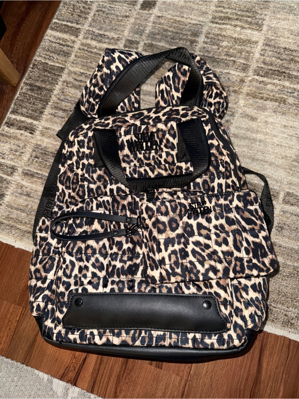 Steve Madden Leopard Print Women’s Backpack - Black & Cream